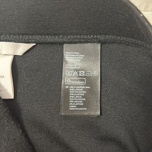 H&M S Navy Faux Suede Crochet Patchwork Black Knit Back Pencil Skirt - Picture 7 of 9